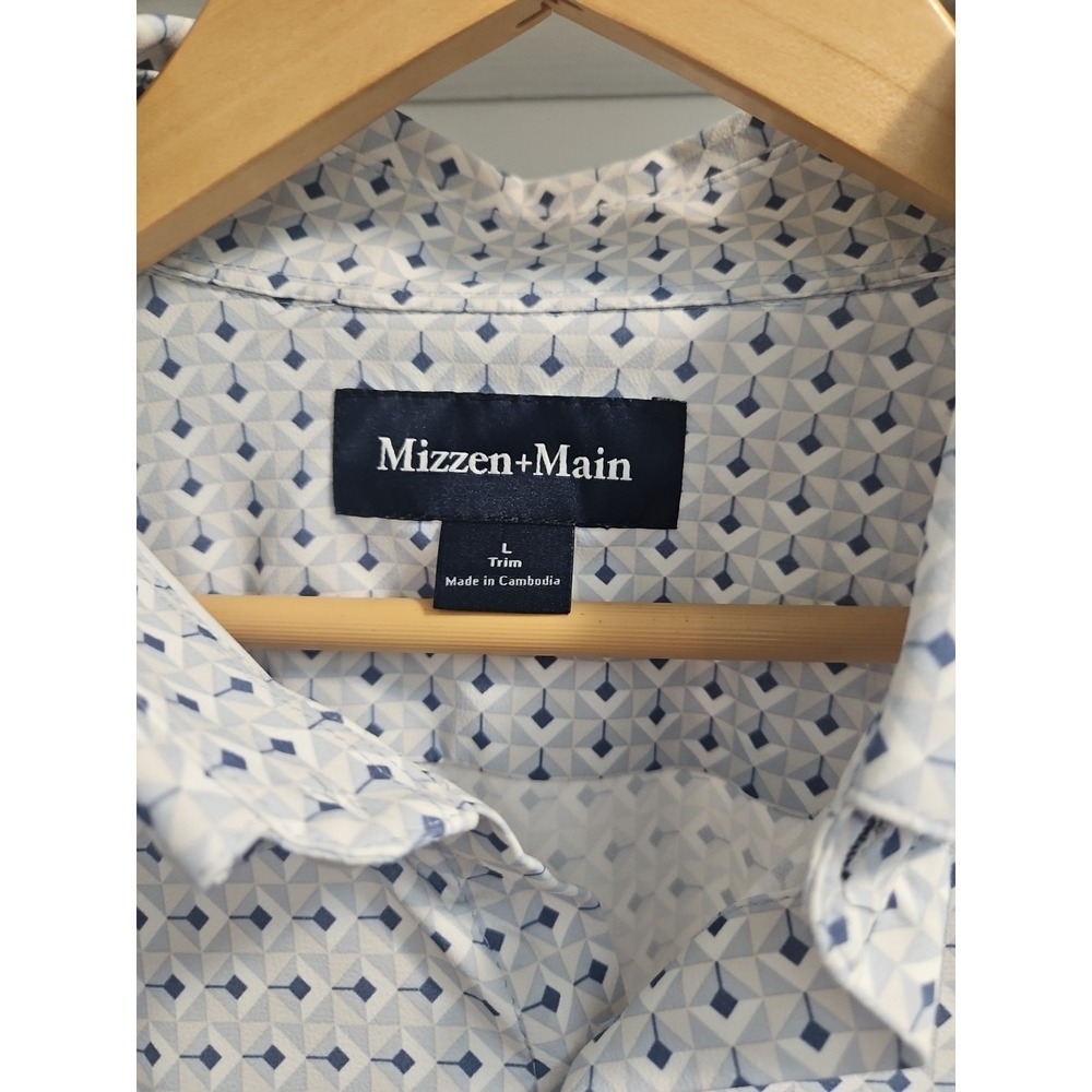 Mizzen & Main Monaco Dress Shirt Sky Avery Print Size Large Trim